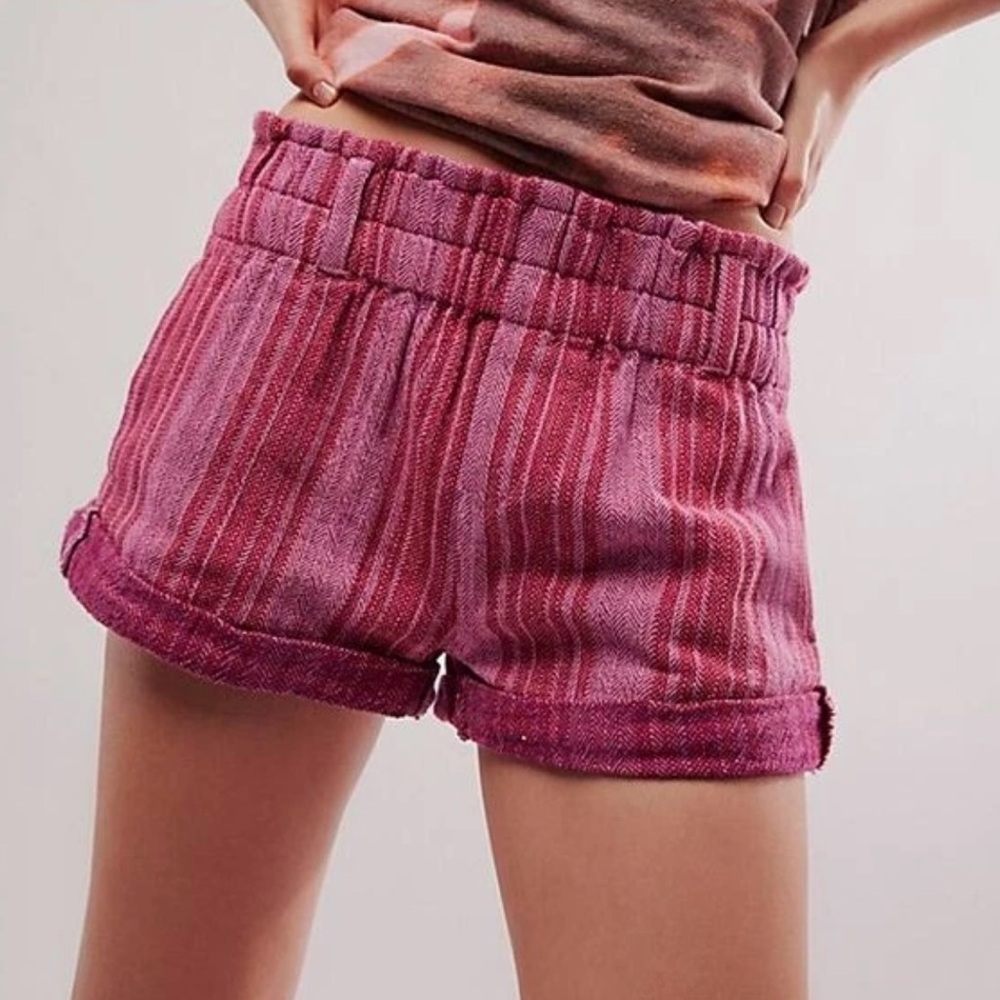 Free People Solar Flare Baja Cotton Pull On Preppy Boho Hippie Striped Shorts M